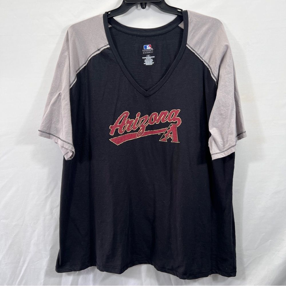 Womens MLB Genuine Merchandise Black and Gray AZ Diamondbacks Plus Size Tee 0883